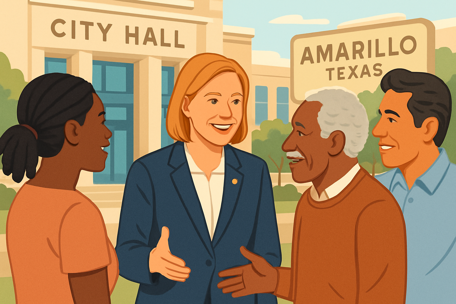 Mayor of Amarillo engaging directly with residents during a town hall meeting.