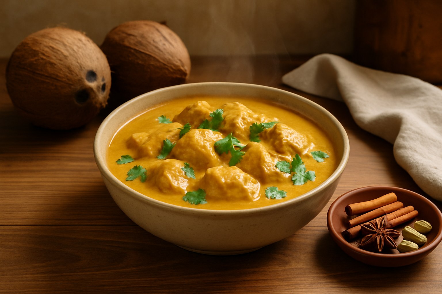 Making Chicken Korma Coconut Milk From Scratch at Home
