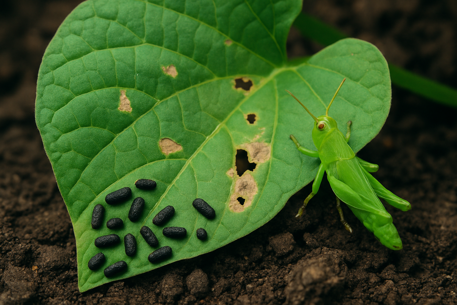 How to Identify Grasshopper Poop on Plants in Gardens
