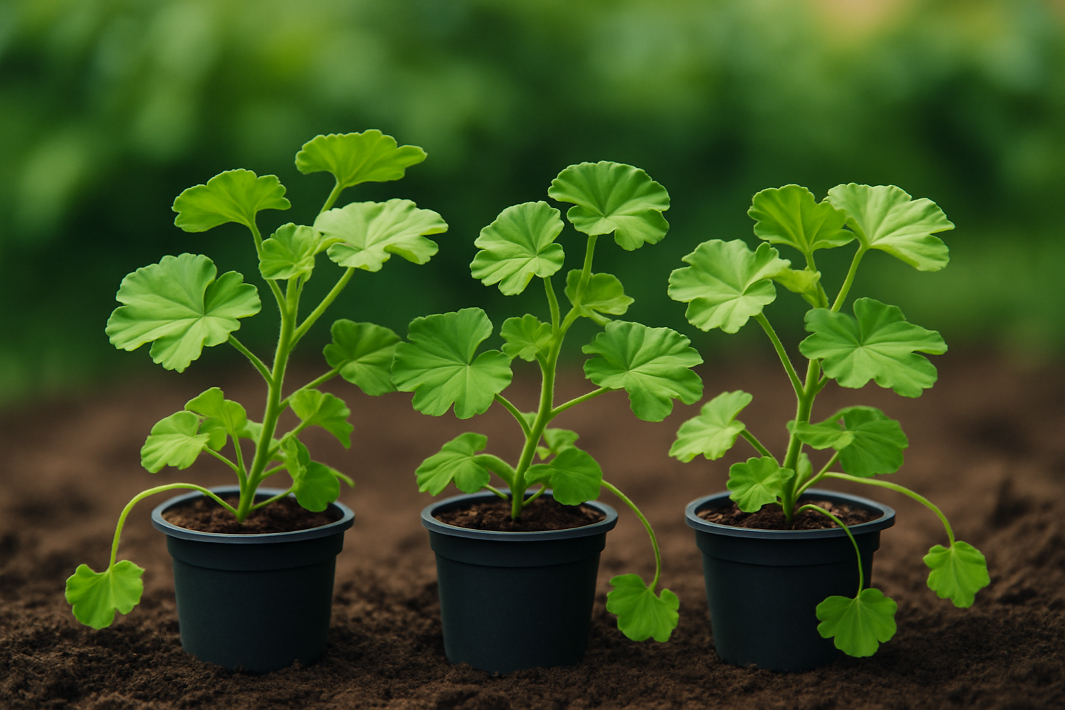 Photo depicting healthy trailing geranium seedlings ready for transplant
